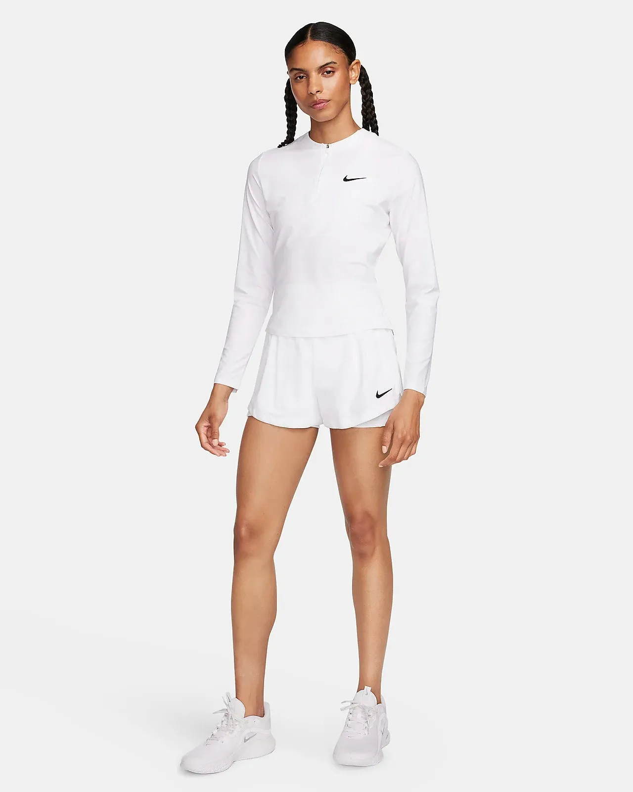 Ladies NikeCourt Advantage Dri-Fit Tennis Short (White)