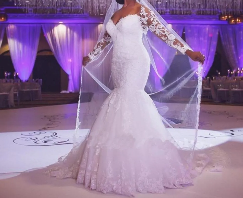 Long Sleeves Mermaid Lace Wedding Dress at Bling Brides Bouquet online Bridal Store