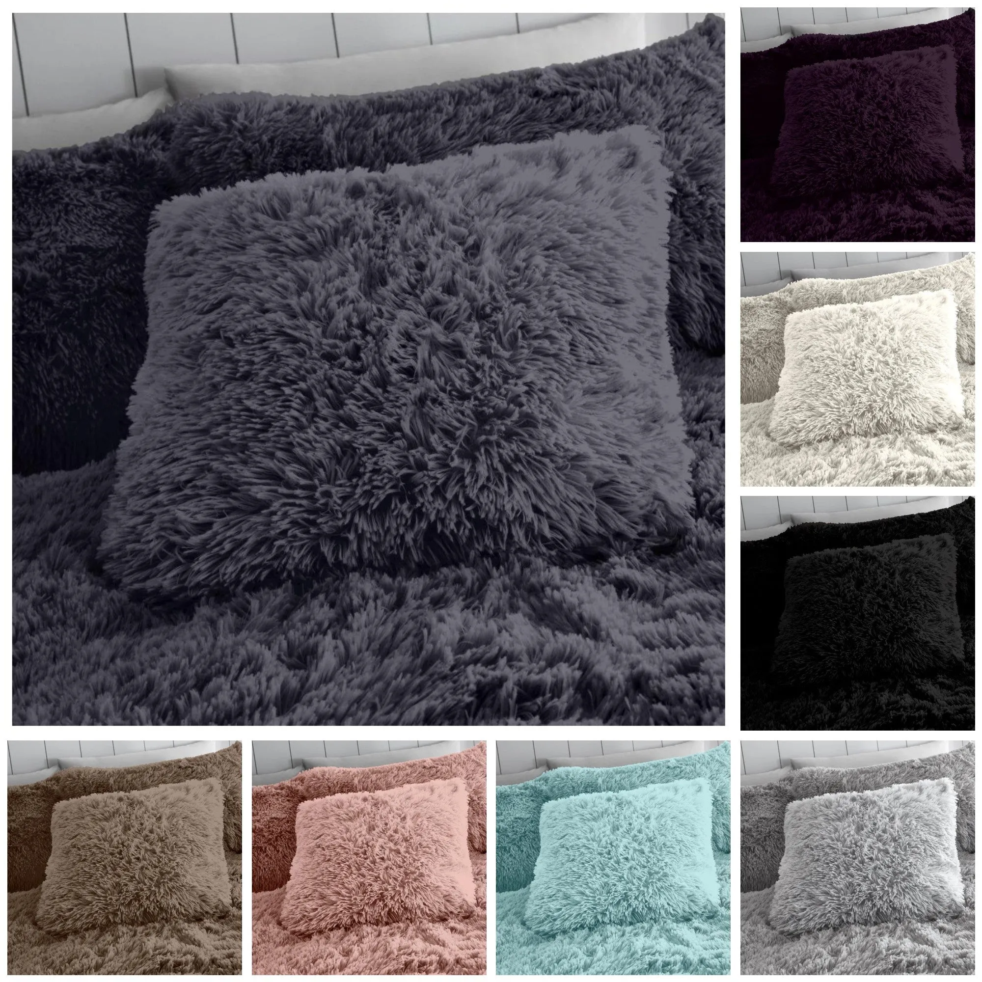 Luxury Pack of 4 Cushion Covers Teddy Fleece Hugg & Snug