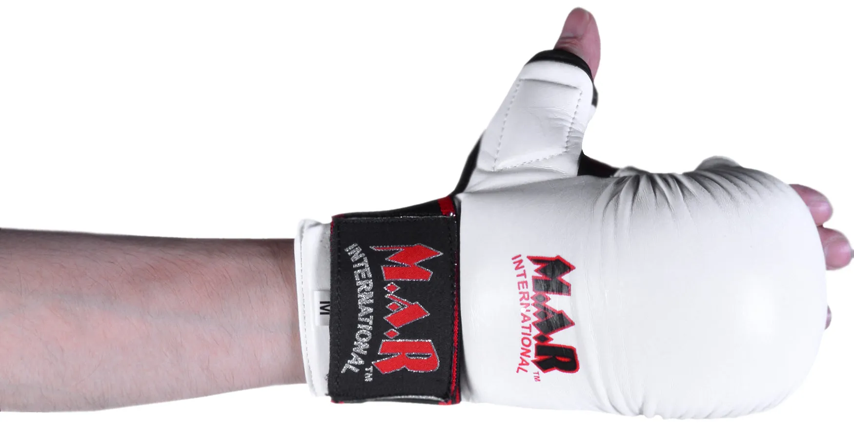 MAR-143C | White Karate Gloves w/ Padded Thumb