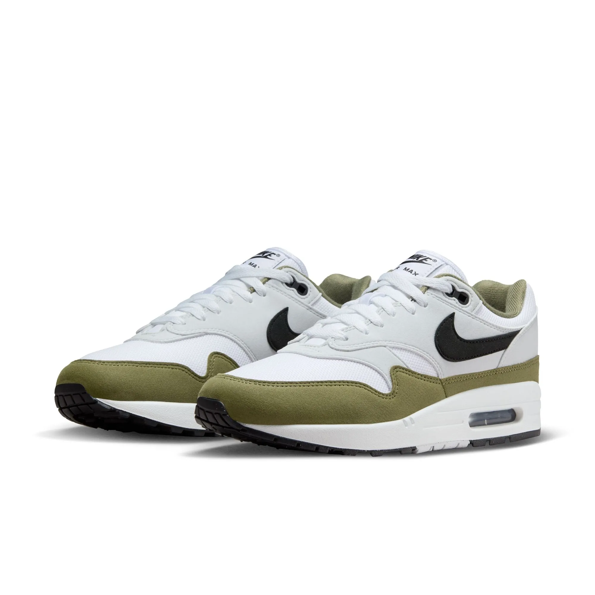 Men's Nike Air Max 1-WHITE/BLACK-PURE PLATINUM-MEDIUM OLIVE