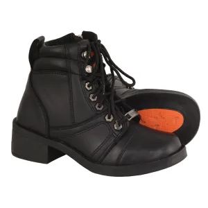 Milwaukee Leather MBK9255 Boys Black Lace-Up Boots with Side Zipper Entry