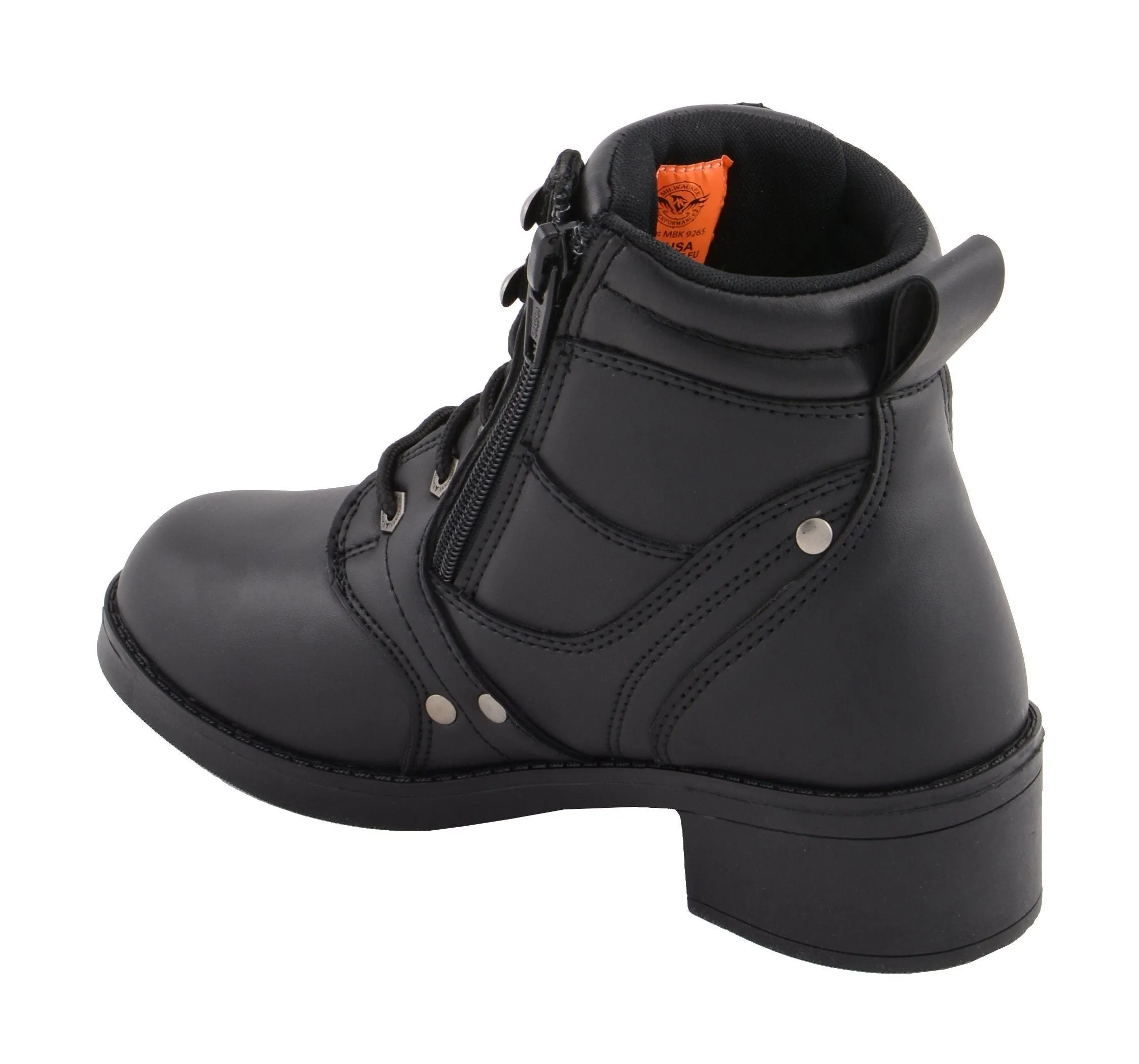 Milwaukee Leather-MBK9265-Kid’s  Black Side Zipper Plain Toe Boot