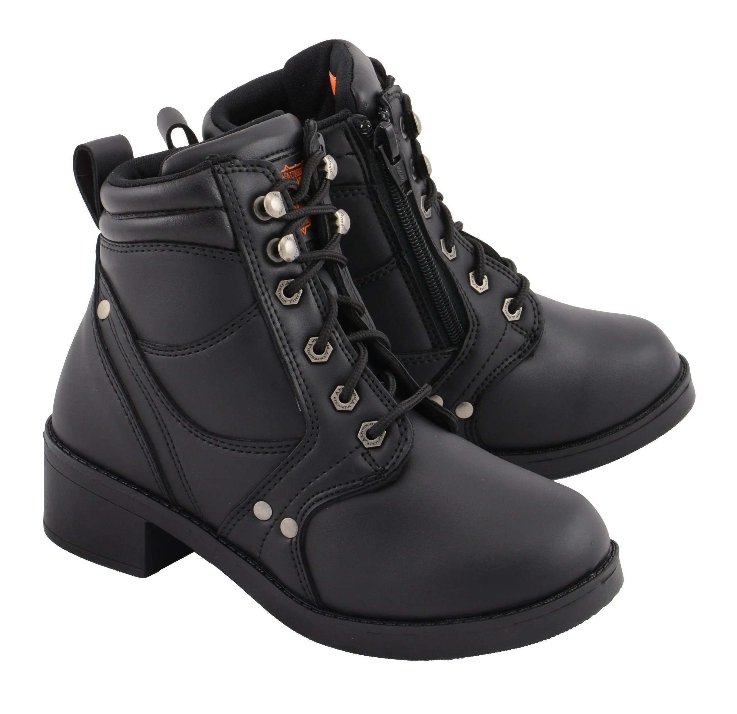 Milwaukee Leather-MBK9265-Kid’s  Black Side Zipper Plain Toe Boot