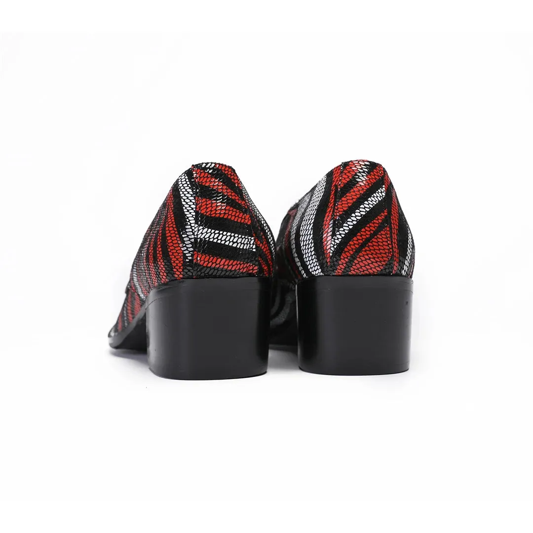 Multicolor Stripe Genuine Leather Loafers