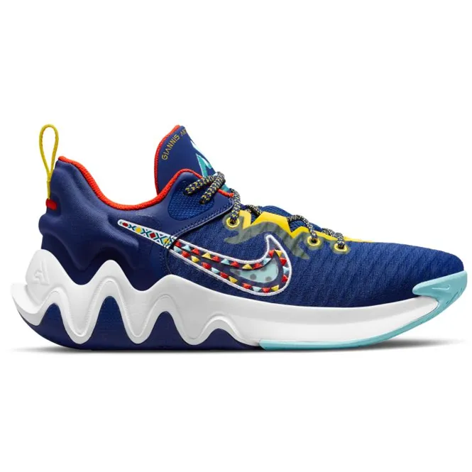 Nike Men's Giannis Immortality Force Field Shoes - Deep Royal Blue / Habanero Red / Copa / Yellow Strike