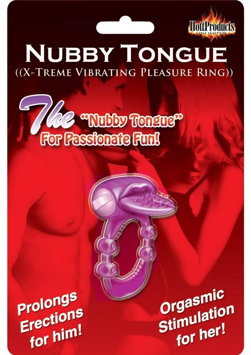 Nubbie Tongue Vibrating Silicone Cock Ring Waterproof