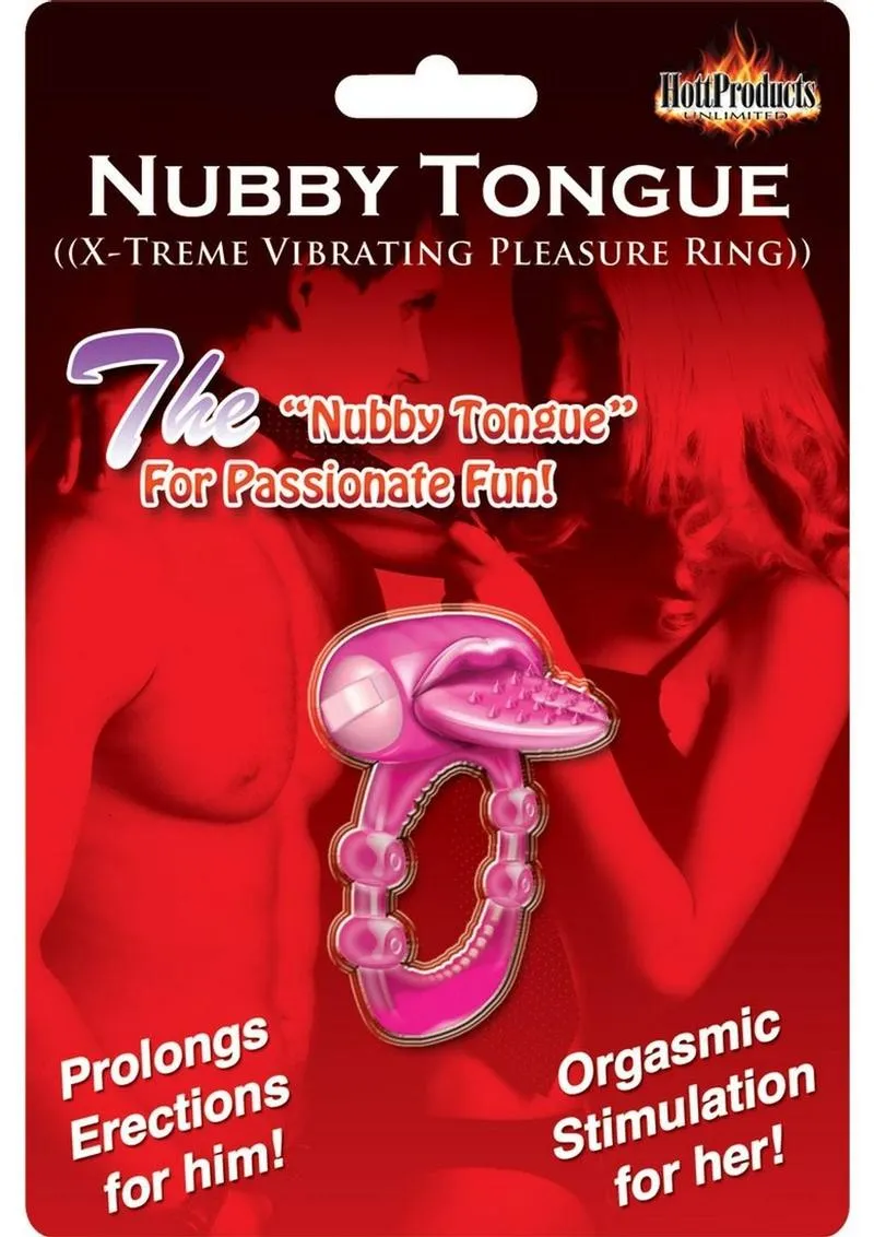 Nubbie Tongue Vibrating Silicone Cock Ring Waterproof