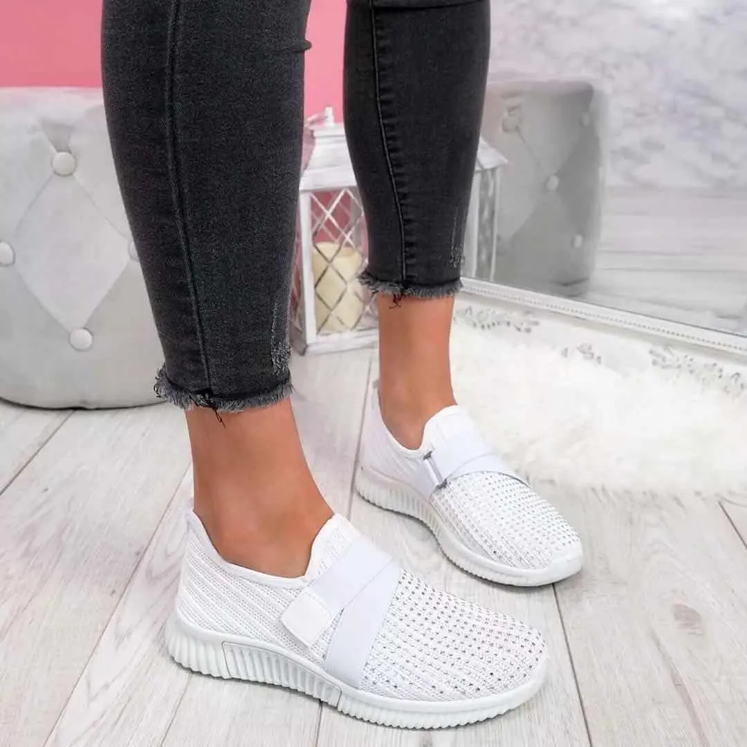 OCW Mesh Hollow Out Sneakers Breathable Hook Loop Walking For Women Comfy