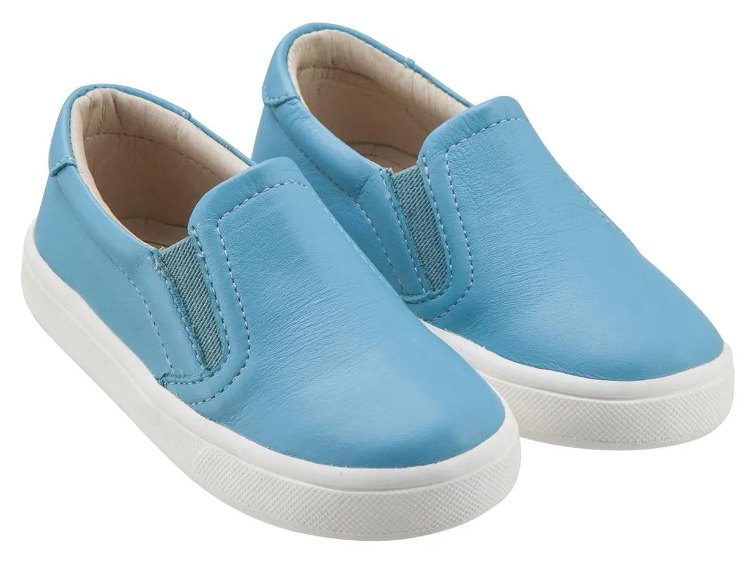 Old Soles Boy's & Girl's 6010 Dressy Hoff Turquoise Blue Leather Slip On Sneaker Shoe