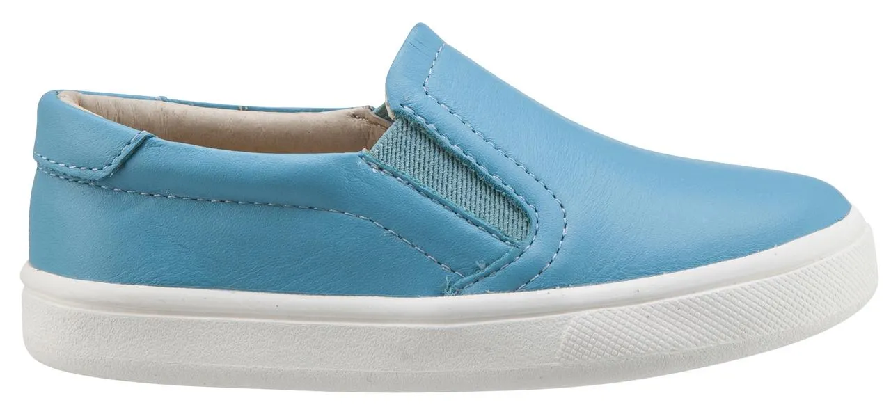 Old Soles Boy's & Girl's 6010 Dressy Hoff Turquoise Blue Leather Slip On Sneaker Shoe