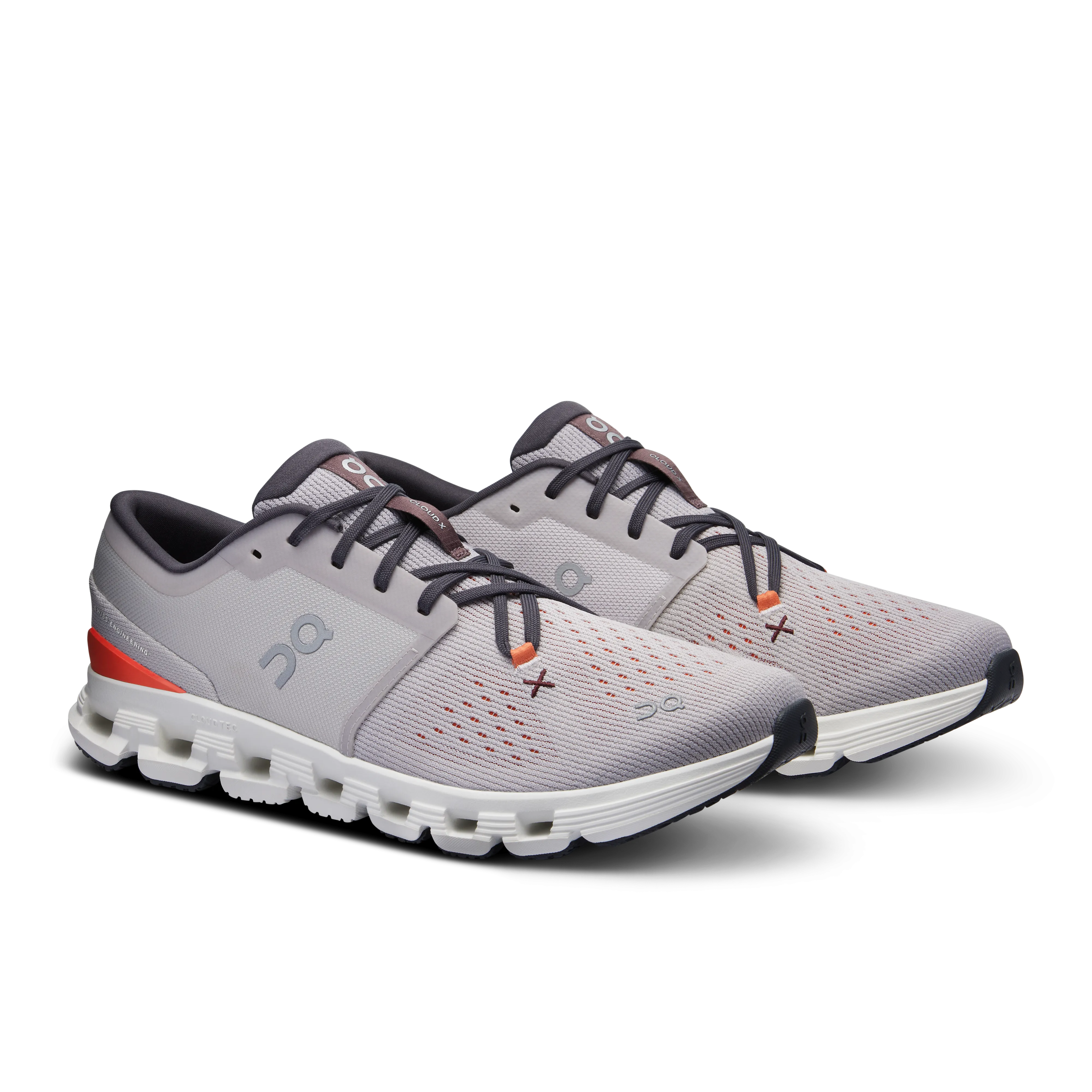 On Running Men's Cloud X 4 Shoes - Silver / Flame