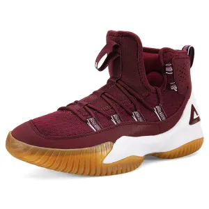 PEAK Men Court Basketball Shoes Cushioning Sneakers Burgundy  DA830551