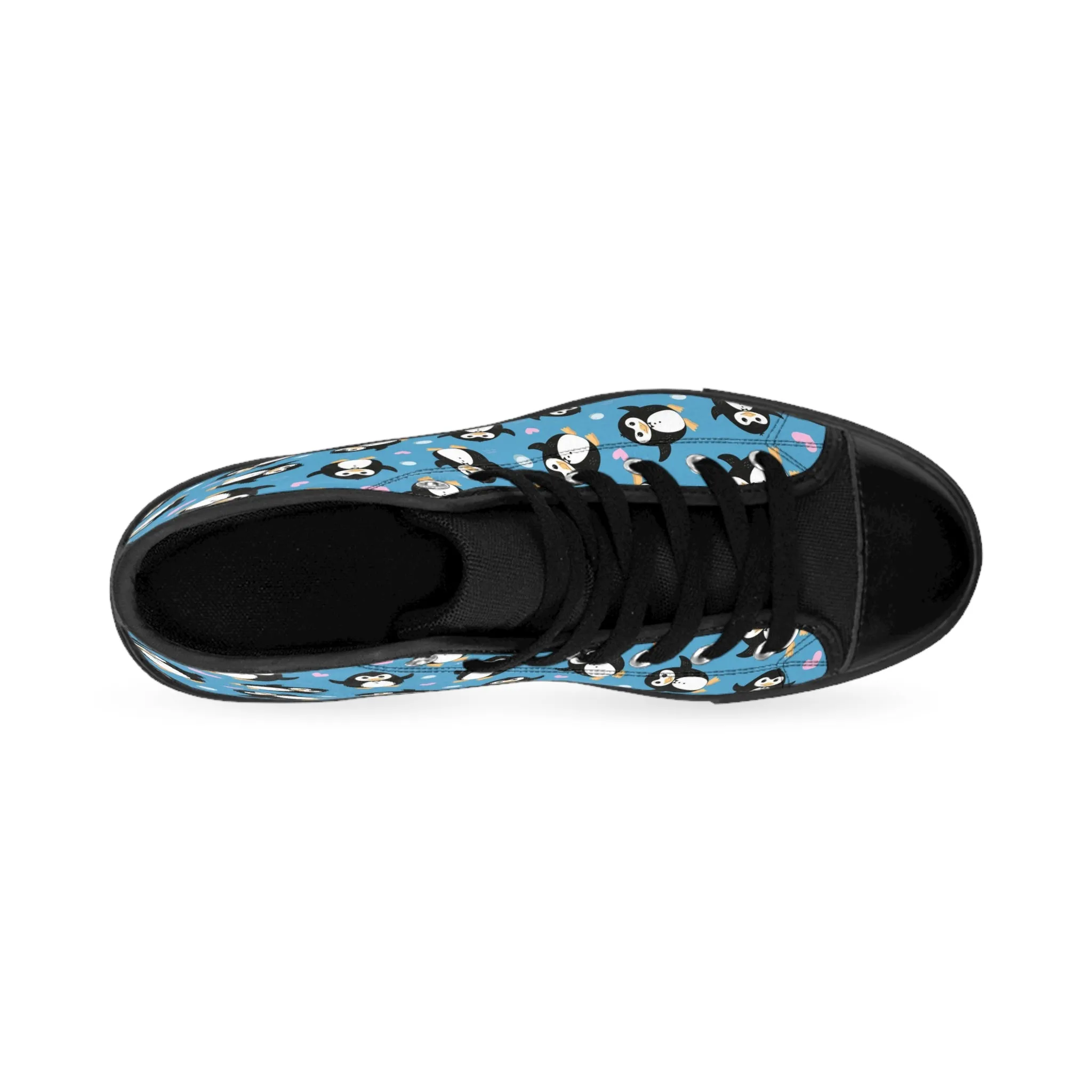 Penguins Blue Background Women's Classic Sneakers