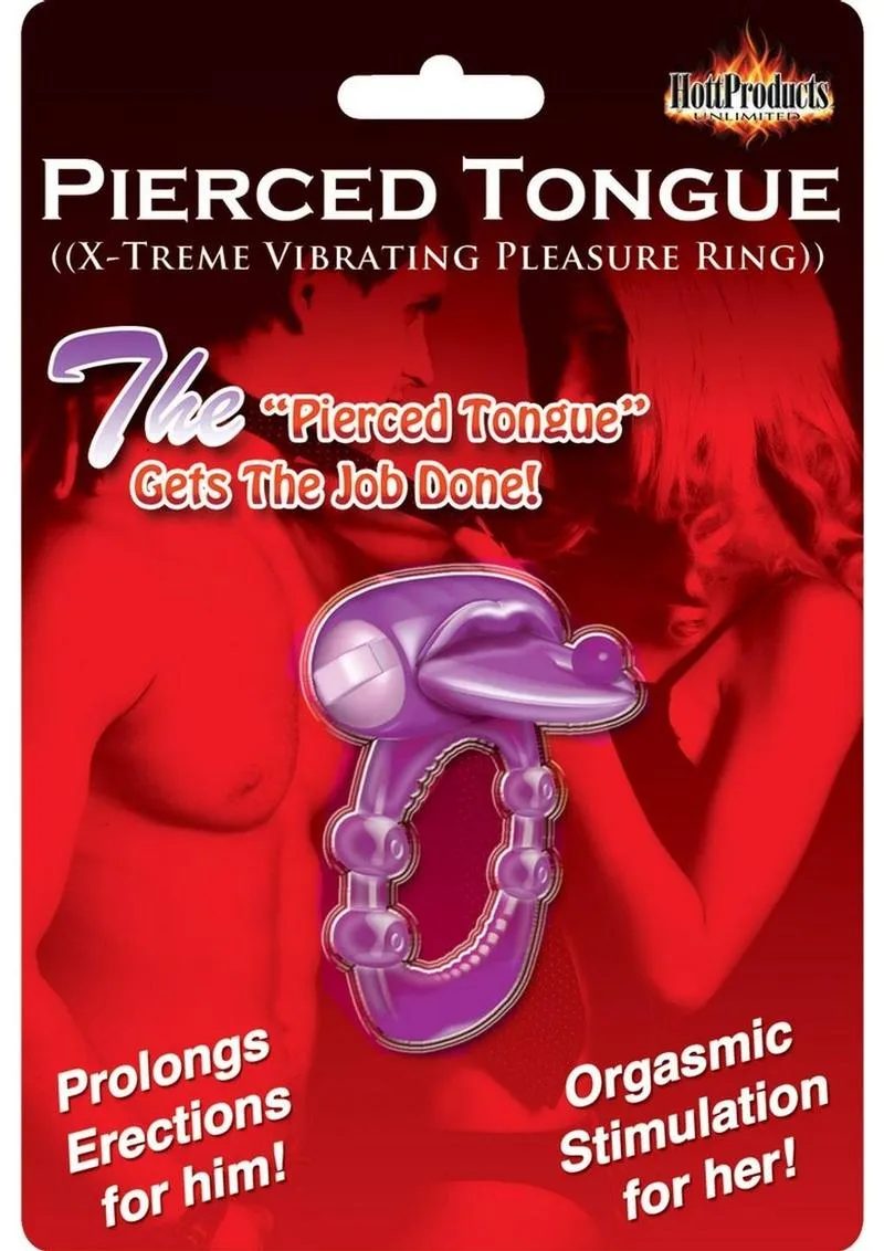 Pierced Tongue Vibrating Silicone Cock Ring Waterproof