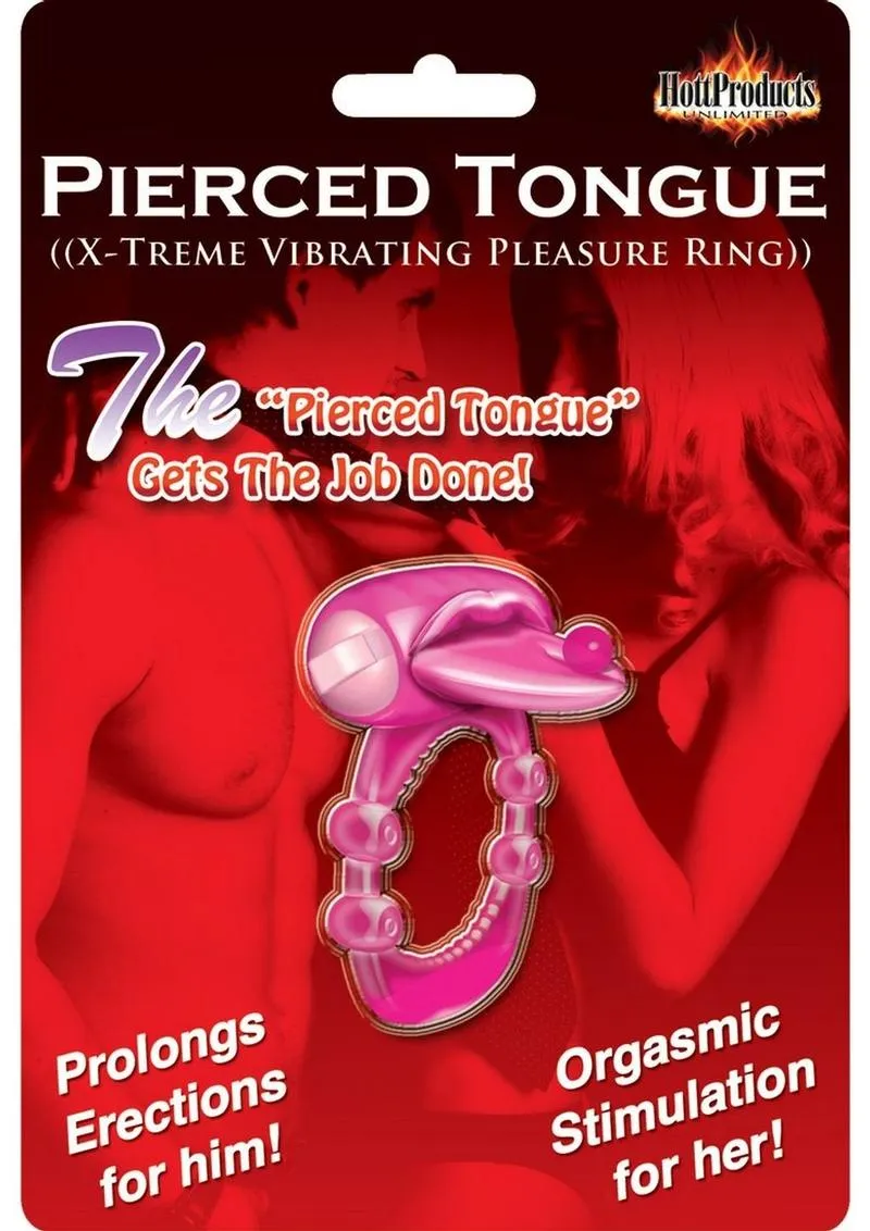 Pierced Tongue Vibrating Silicone Cock Ring Waterproof