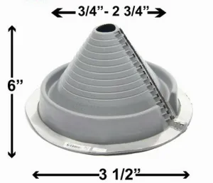 PIPE BOOT - #1 SQUARE BASE GREY UNIVERSAL RETROFIT - 3/4" - 2-3/4"