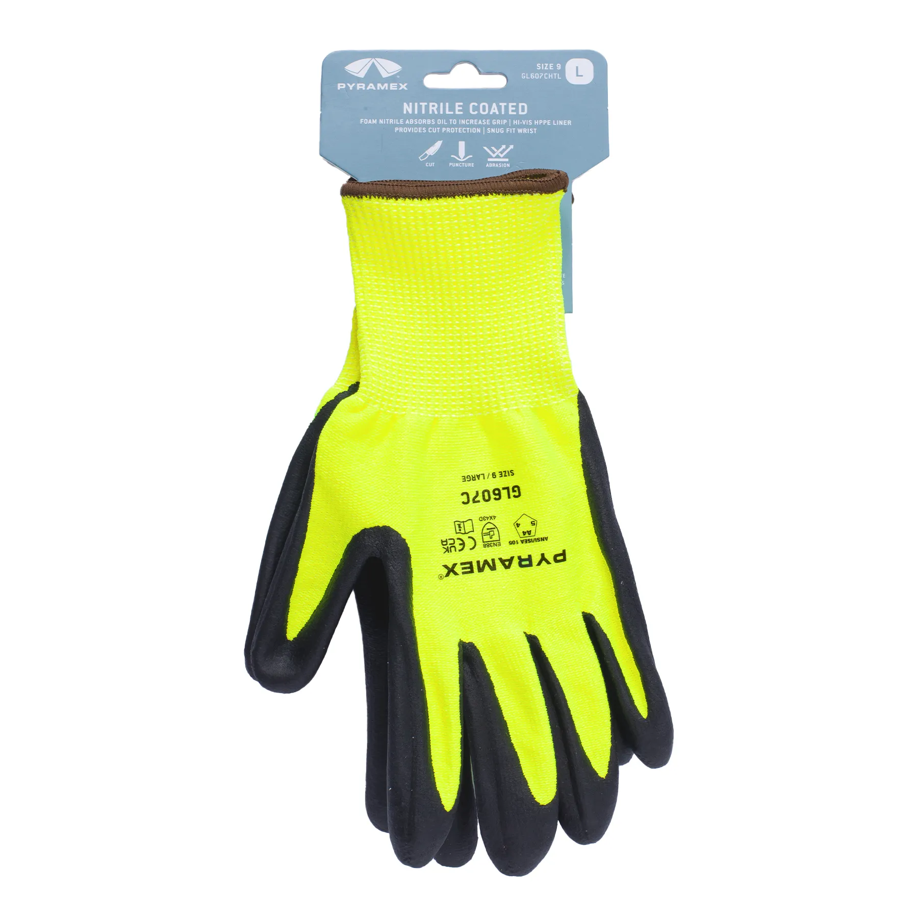 Pyramex 13 Gauge Micro-Foam Nitrile Coated A4 Cut Resistant Work Gloves - Hangtag - M