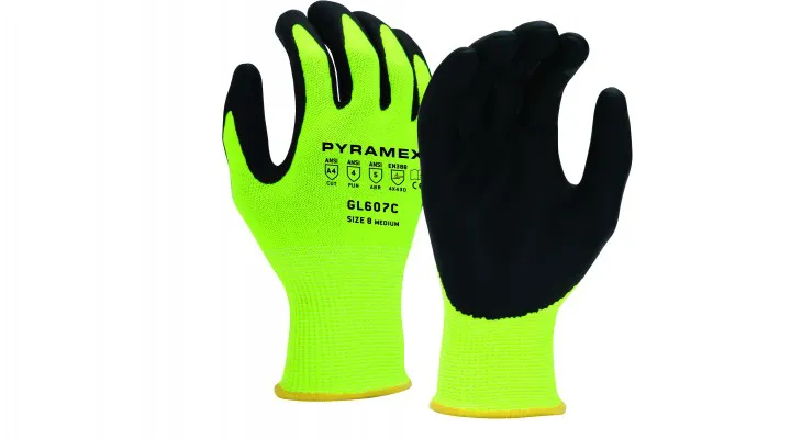 Pyramex 13 Gauge Micro-Foam Nitrile Coated A4 Cut Resistant Work Gloves - Lime/M