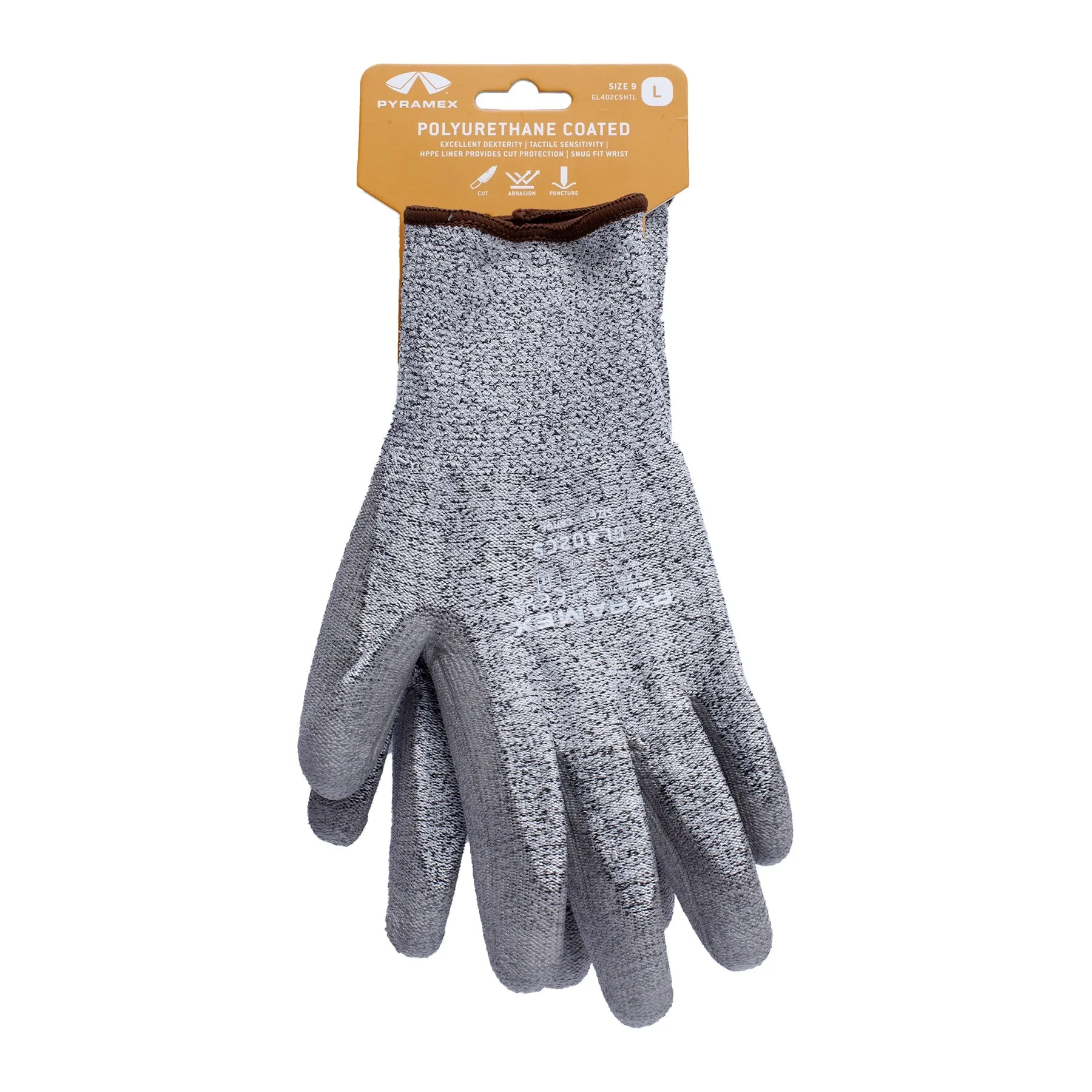 Pyramex 13 Gauge Polyurethane Palm Dipped Coated A4 Cut Resistant Gloves - Hangtag - L