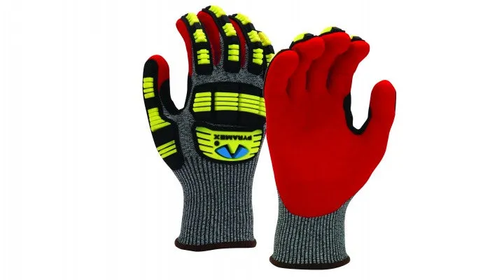 Pyramex 13 Gauge Sandy Nitrile Coated Impact A6 Cut Resistant Work Gloves - X3