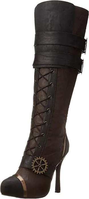 Quinley-420 Faux Leather Steampunk Knee Boots