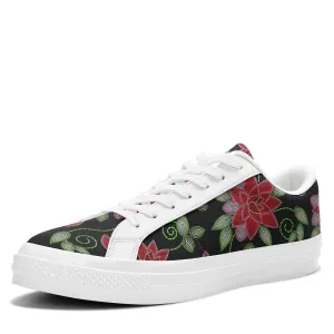 Red Beaded Rose Aapisi Low Top Canvas Shoes White Sole