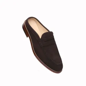 Reggie Backless Leather Loafers Dark Brown