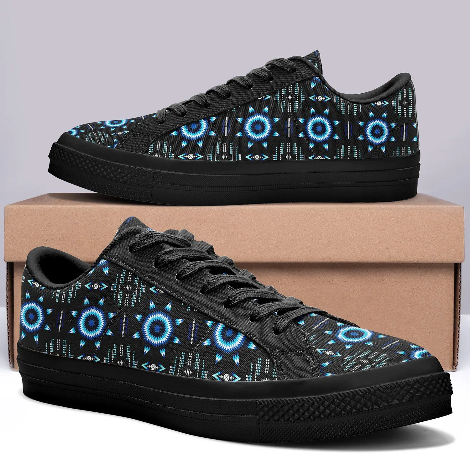 Rising Star Wolf Moon Aapisi Low Top Canvas Shoes Black Sole