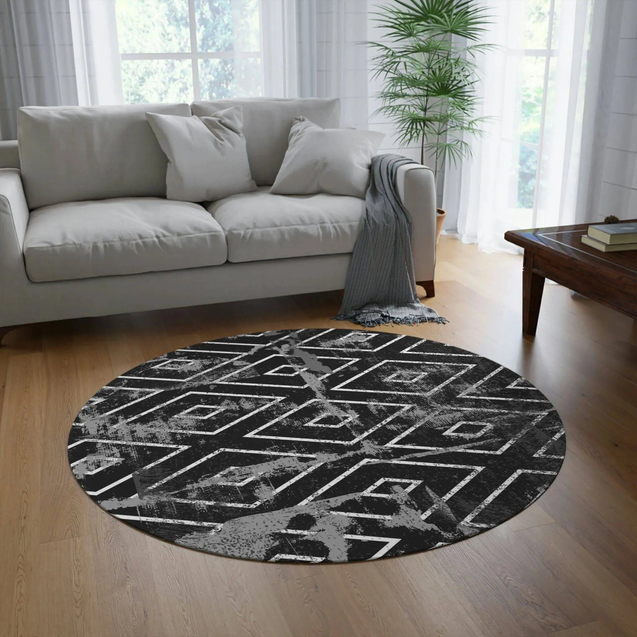 Serenity Circle Meditation Rug: Minimalist Design for Mindful Moments