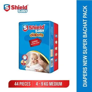 SHIELD BABY DIAPERS SUPER BACHAT MEDIUM 44PCS