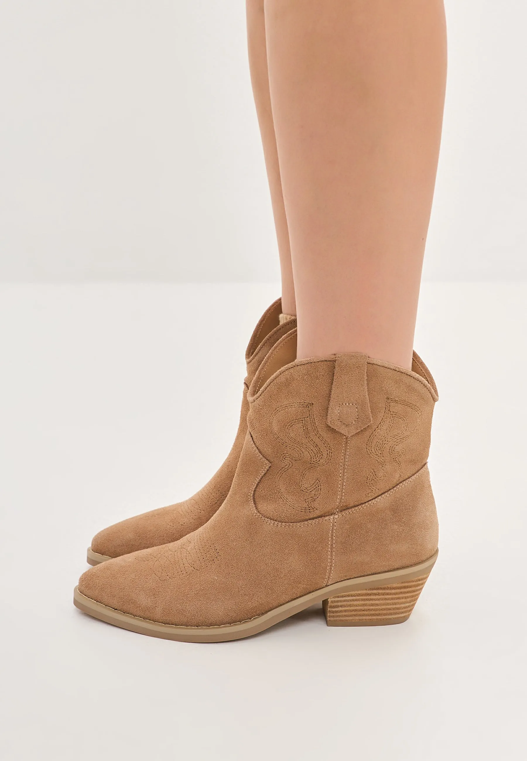 Suede Cowboy Boots Natalie - Brown