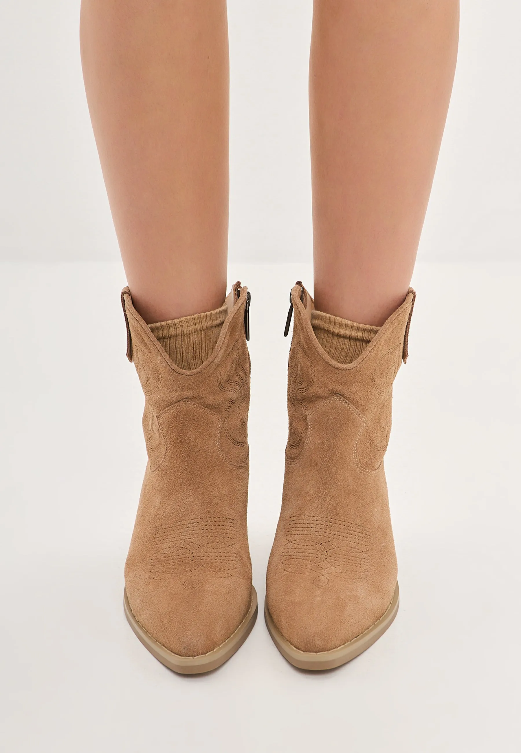 Suede Cowboy Boots Natalie - Brown