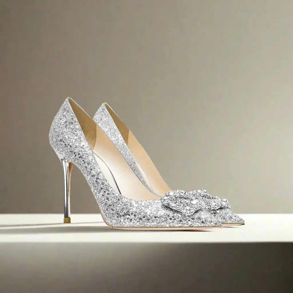 Tamil Silver Sequin Heels