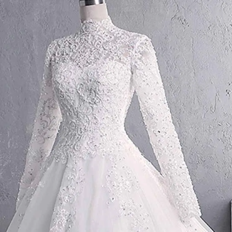 Vintage Custom Long Sleeves Lace Wedding Dresses With Appliques