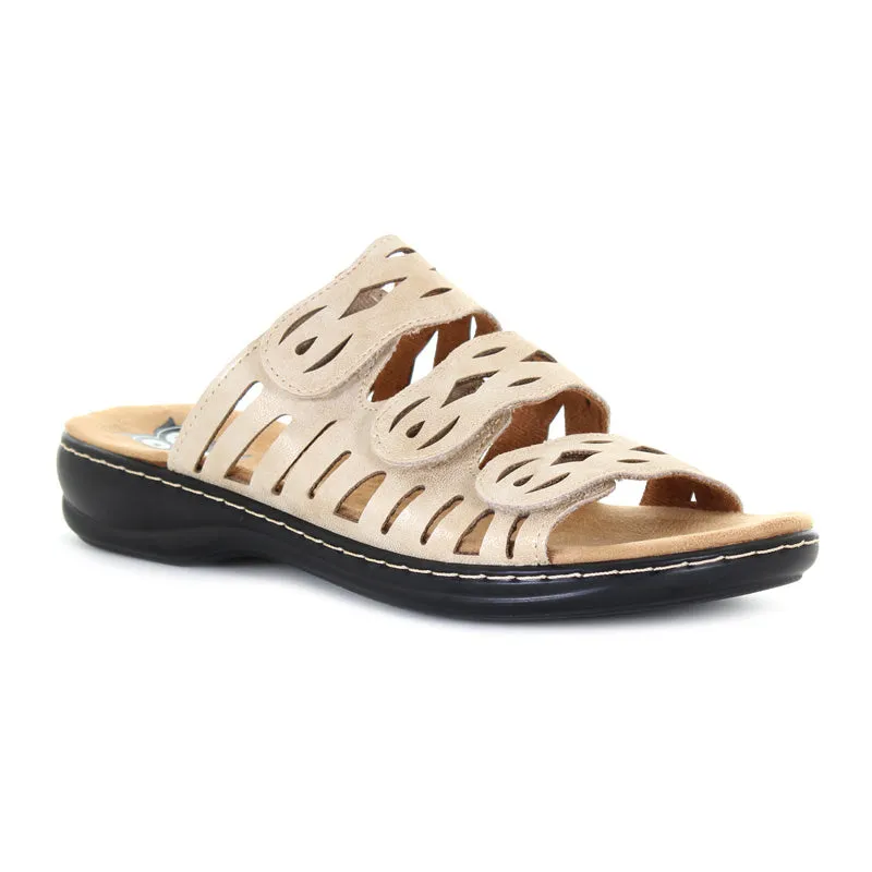 Womens Daisy 3 Strap Velcro Sandal Beige